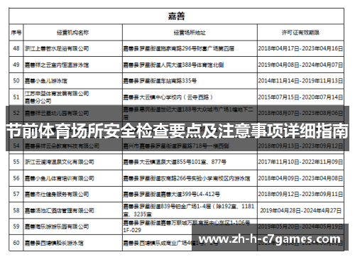 节前体育场所安全检查要点及注意事项详细指南